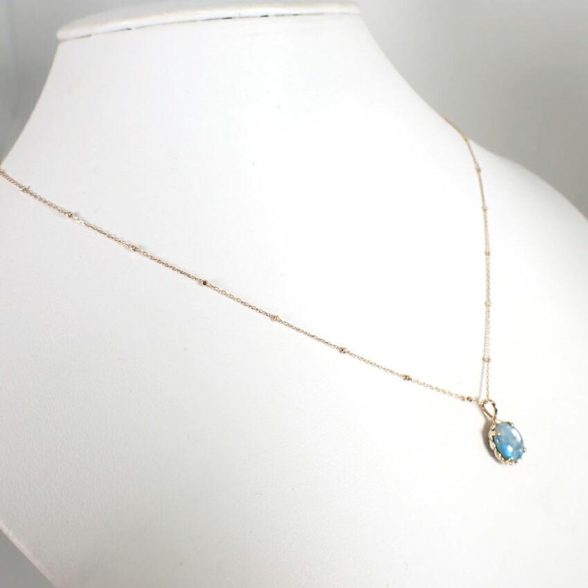 [Pre-owned] agete/Agate K10 Labradorite, Malachite, and Gel (Triple) Pendant/Necklace/j55-41