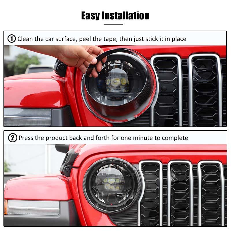 Car Headlight Bezel Decoration Sticker Cover for Jeep Wrangler  Wrangler JL For JT Gladiator 2024 Up Car Interior Accessories