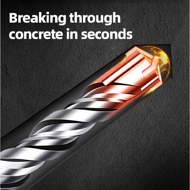 New Upgraded Four-Edged Serrated Cross-Type Impact Drill Bit Concrete Wall-Penetrating Impact Drill Bit High Hardness Drill Bit