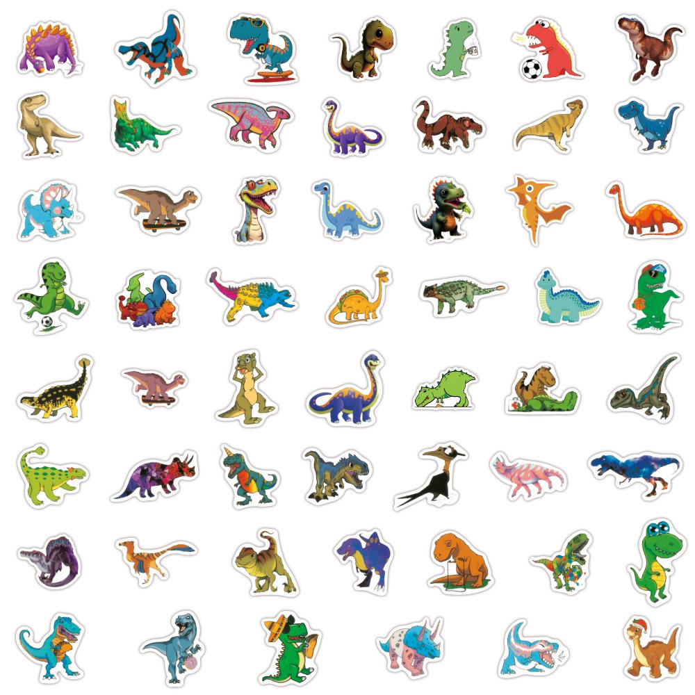 110 Waterproof Cute Cartoon Dinosaur Stickers for Journals, Bottles, and Computers
