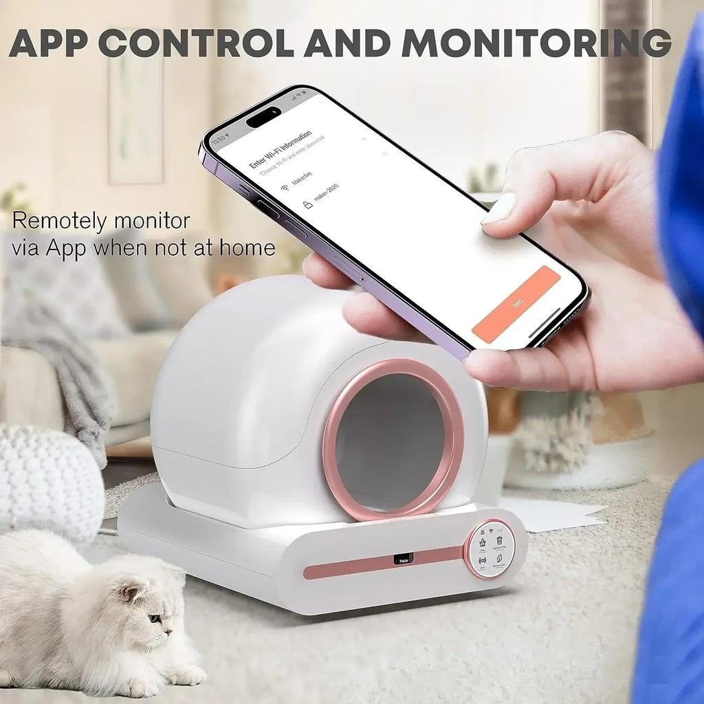 Tonepie Smart Cat Litter Box Automatic Self Cleaning Wifi App Control Pet Toilet Litter Tray Ionic Deodorizer 65L Multilanguage