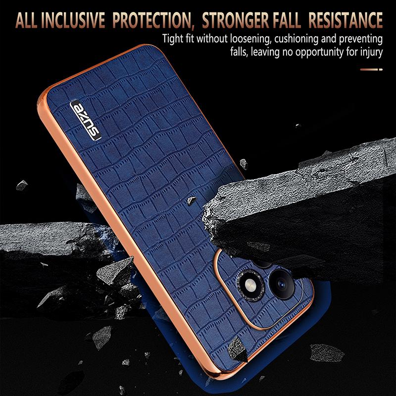 AZNS For Honor X60i 5G Case Electroplating Crocodile Texture PU+TPU Phone Cover