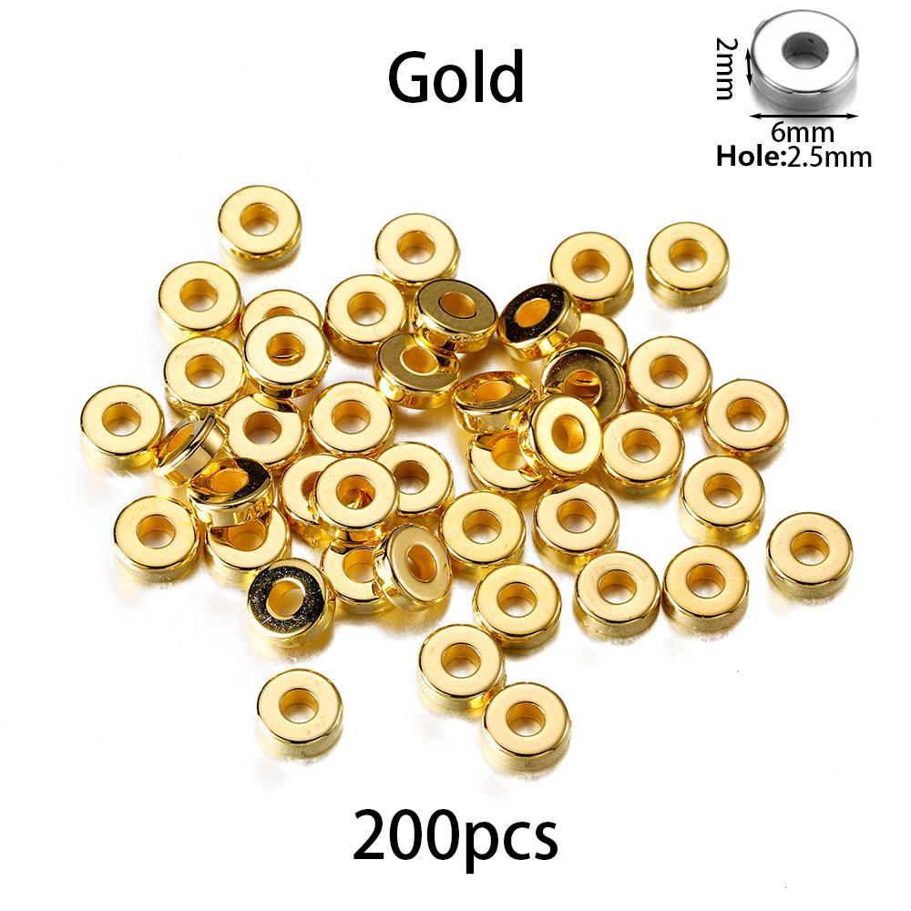 200-400Pcs CCB Multiple Styles Charm Spacer Beads Wheel Bead Flat Round Loose Beads For DIY Jewelry Making Supplies Accessories