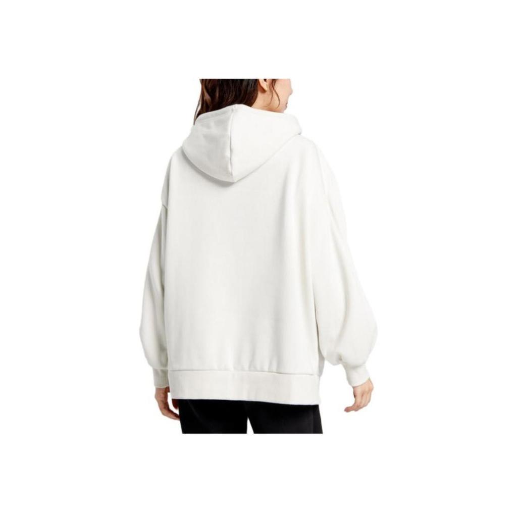 Puma Logo Print Hooded Pullover Fleece Sweatshirt Women Tops White 536184-05