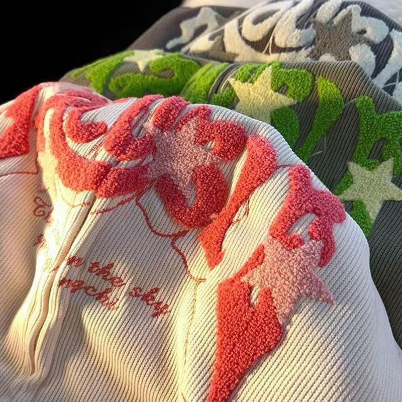 Módní vyšívané mikiny s kapucí na zip Dámské podzimní topy s dlouhým rukávem Volné mikiny Harajuku Y2K Oblečení Dámská mikina Bunda