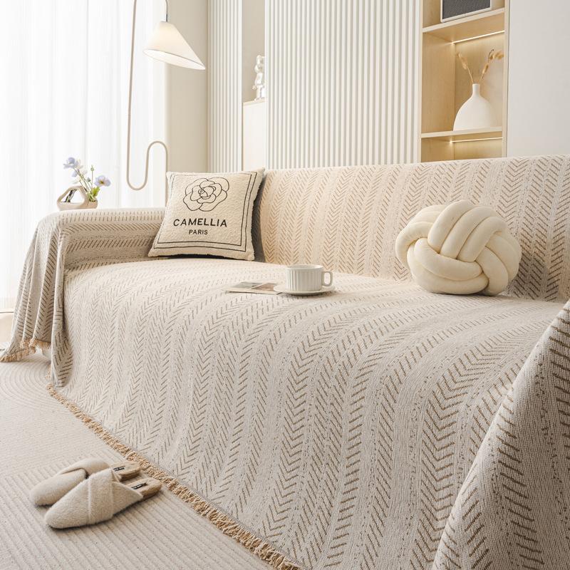 

Modern Minimalist Style Sand Hair Towel Fishbone Pattern Four Seasons Universal Sofa Cover Cloth Towel One Piece Anti-cat Scratch Sofa Cover 180*130CM