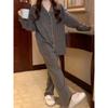 Sanding Striped Couple Sleepwear Autumn Winter Pajama Set Long Sleeve Pants Sleepwear Home Suit Comfortable Women Pyjamas