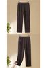 Mom's Summer Ice Silk Elastic Waist Straight-Leg Casual Pants - Chinese Style, Loose Fit for Middle-Aged & Elderly Women