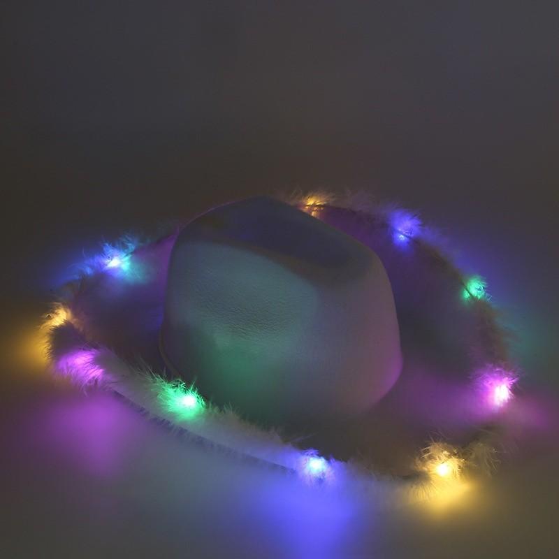 Breathable Cowboy Hat With Bright Led Trim And Large Brim For Outdoor Activities