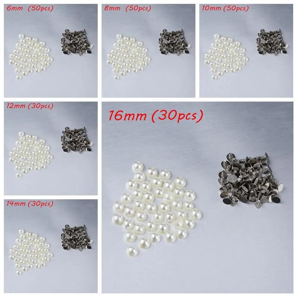 30/50pcs Hat Bag Crafts Garment Decoration Half Round Cloth Button Scrapbooking Pearl Rivets