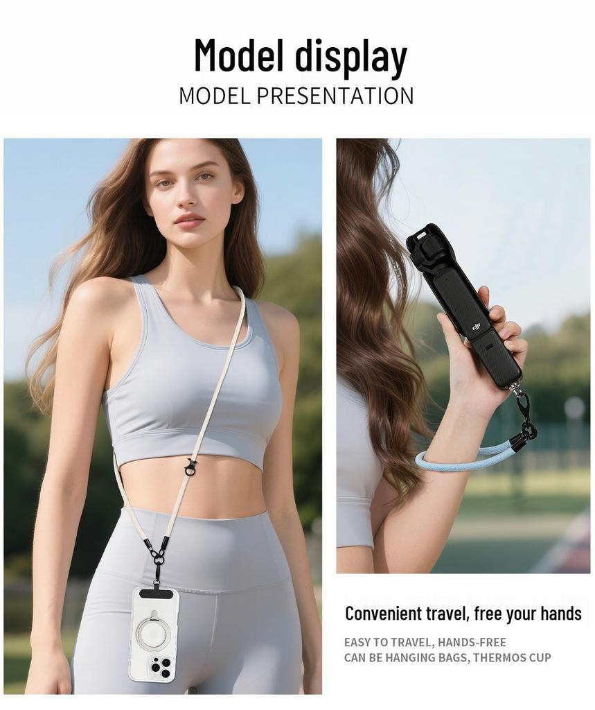 DJI Pocket 3: Vielseitiges Anti-Verlust-Lanyard mit abnehmbarer Handgelenk- und Umhängekordel