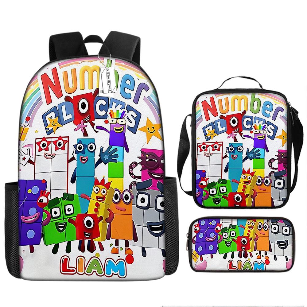 Digital building block backpack, animation primaryschool third and fourth grades light burden reduction, primary and secondary school students storage