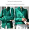 Women's Wool Zipper Knit Cardigan Sweater with Lapel