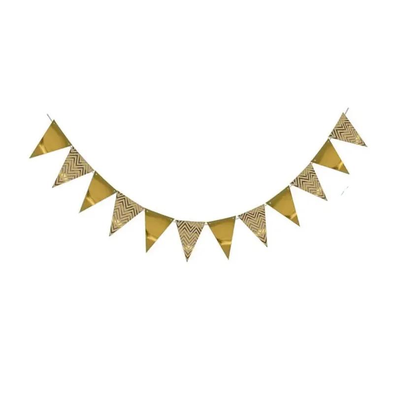 

12PCS, Triangular Flags, Hanging Triangular Flags, Used for Decorating Festivals, Weddings, and Birthday Parties золотой