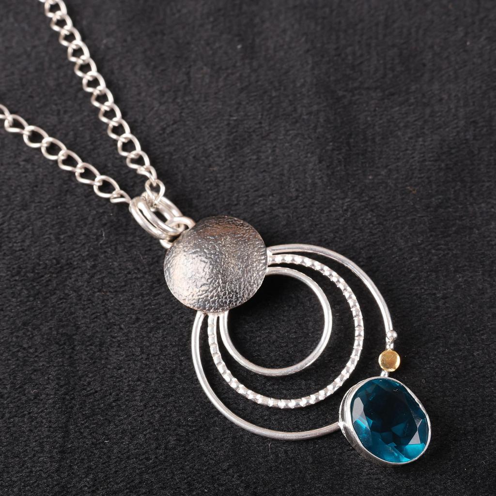 Apatit Ädelstenssmycken, 925 Massivt Sterlingsilver Smycken, Handgjort Underbart Silverhänge för Thanksgiving-gåva