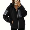 Women's Full-Zip Hooded Patchwork Sweatshirt Jacket for Casual Everyday Wear