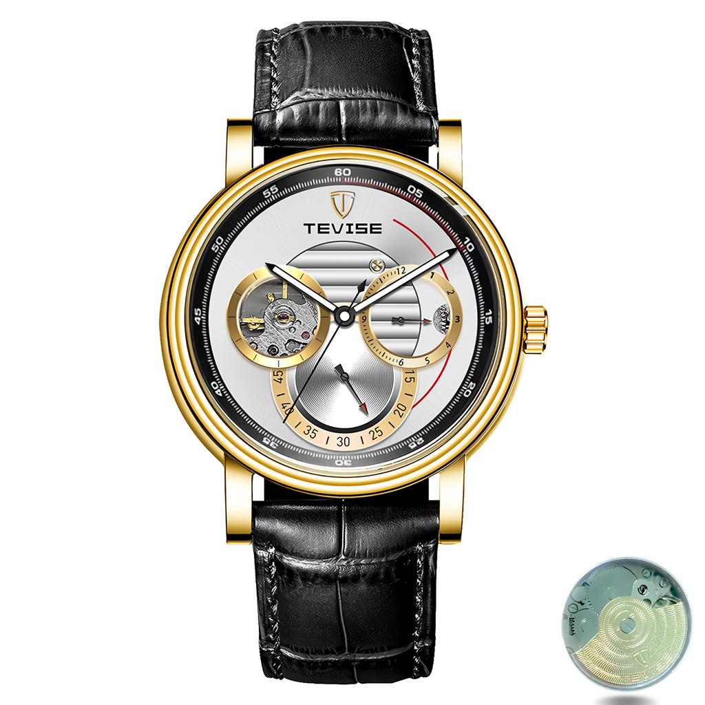Relógio mecânico masculino totalmente automático Tourbillon Hollow Timing Dial masculino à prova d'água Noctilucente Simples Relógio mecânico empresarial Relógio pessoal