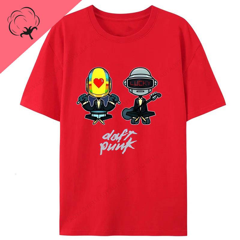 T-Shirts Daft Punk Grafik-T-Shirts Beliebte Mode Musikliebhaber Geschenk Punk Band Baumwolle Kurzarm Druck Unisex Kleidung