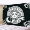 VIKAMA Black and White Sun and Moon Tapestry Mysterious Mandala Wall Hanging Meditation Room psychedelic Witchcraft Decoration