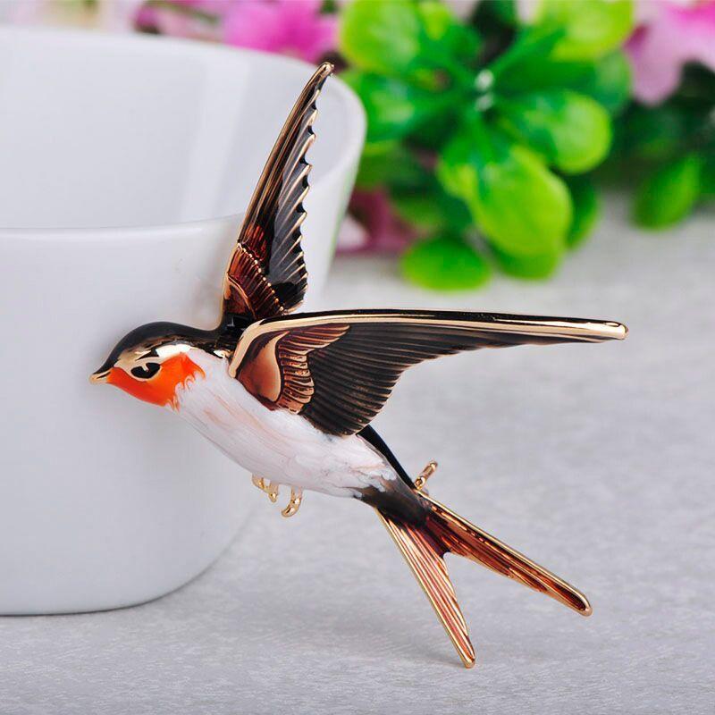 Animal Bird Brooches Vintage Enamel Drop Oil Jewelry For Men And Women