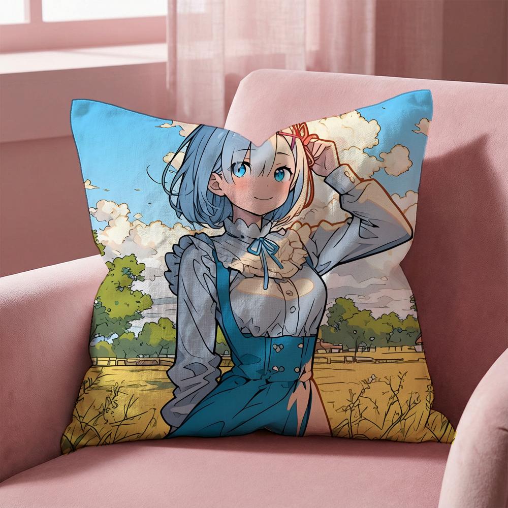 R-Re Zero ANIME Cushion Cover Multi-Scene Pillow Cover for Home & Car - Reversible, Soft & Durable for Daily Use
