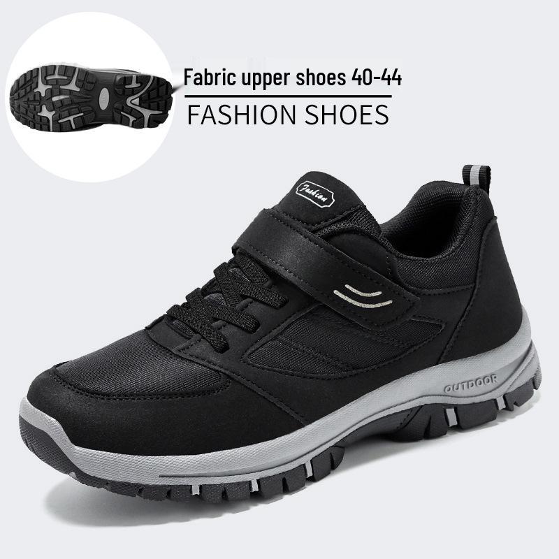 Men's Large Size Lightweight Velcro Walking Shoes - Comfortable Outdoor Travel Footwear for Middle-aged and Elderly Dads