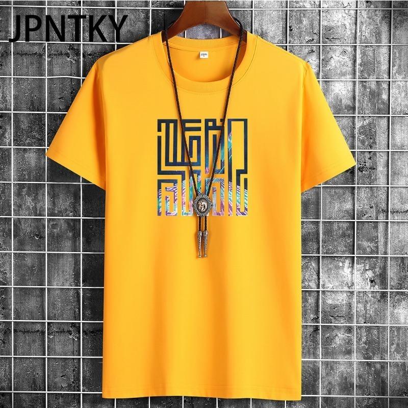 JPNTKY Cotton Short Sleeve T-shirt Men's Fashion Loose Half Sleeve Shirt Printed Compassionate Shirt