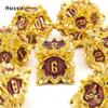 7 Pcs Golden Red Lotus Flower  Metal Dice Solid Metal Polyhedral Dice Set Suitable for Role-Playing RPG  Board Game Card Game