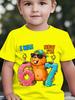 Girls Boys Fashion Short-Sleeve T-Shirt "I WAS 6 NOW I'M 7" Capybara Print Tee Kids Number 67 Cartoon Top 7th Birthday T-shirts