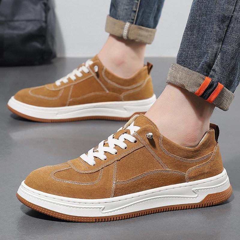 Spring Men's Shoes New Retro Board Shoes Men's Shoes Genuine Leather Sports and Leisure White Background Versatile Color Matching Men's Leather Shoes