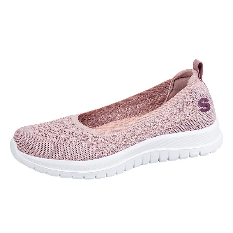 2025 Old Beijing Cloth Shoes Womens Flat-soled Fly woven Shoes Womens Spring and Autumn One-pedal Middle aged Mother Shoes