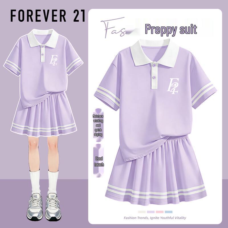 FOREVER21 Girls Quick-Dry Polo Top & Skirt Summer Set 130