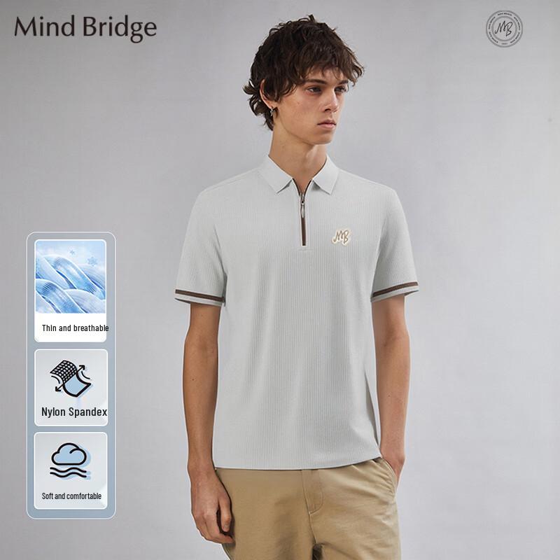 Mind Bridge Men s Half-Zip Striped Polo Shirt 4XL