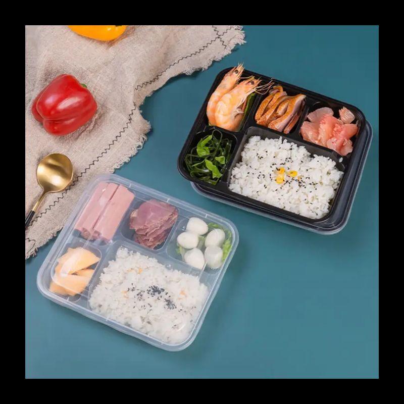 Disposable 5-Compartment Lunch Boxes with Lids