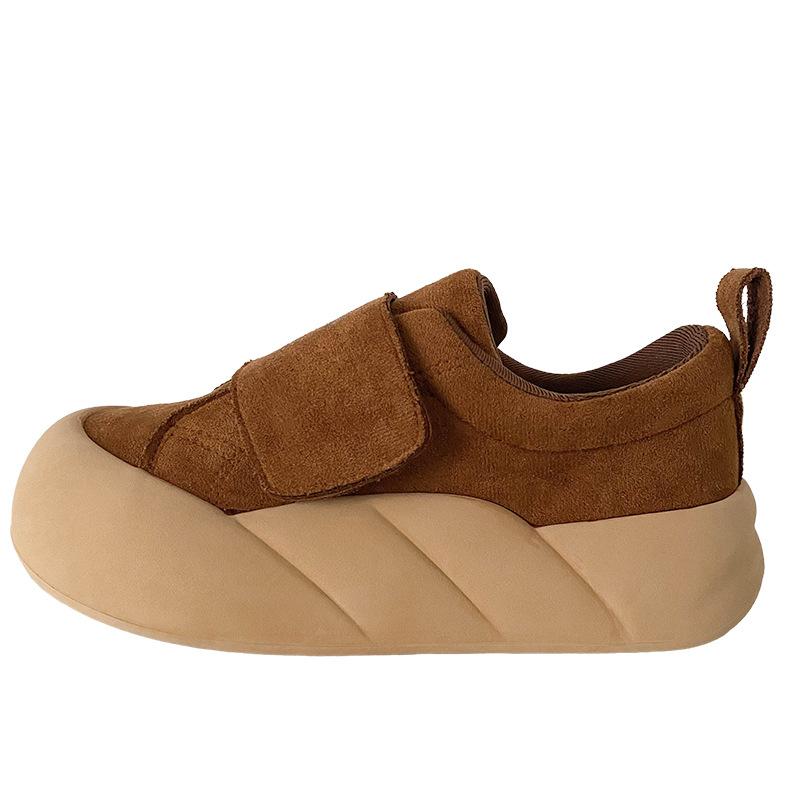 

XY-A317 latex insole/Velcro thick-soled round head little white shoes women s 2025 new board shoes casual bread shoes 40 верблюд