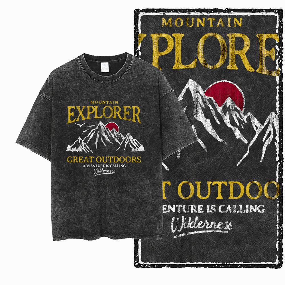 

YA ADVENTURE THEME Printed Cotton Acid Washed Exclusive Graphic Unisex T Shirt Cool Streetwear Men Tshirts Big Size Tee for men S