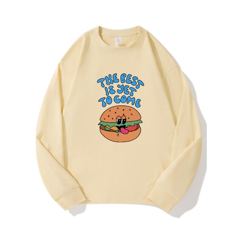 

Hamburger Autumn Clothing Long Sleeved Pure Cotton New Men s and Women s Top, Spring Inner Layer, Basic Shirt, Round Neck Long Sleeved T-shirt XXL бежевый