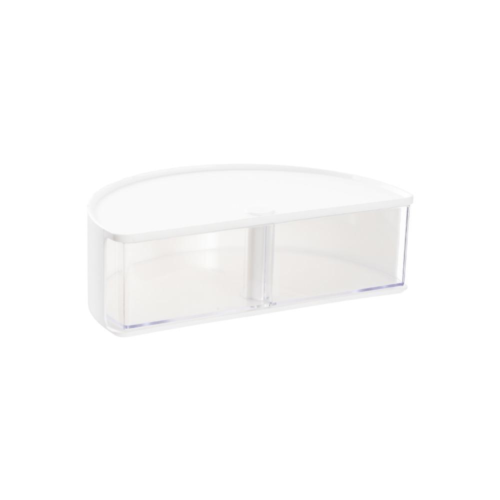 

Plastic Cosmetic Storage Rack Dustproof Desk Display Case Semi-Circular Organizer Bathroom белый