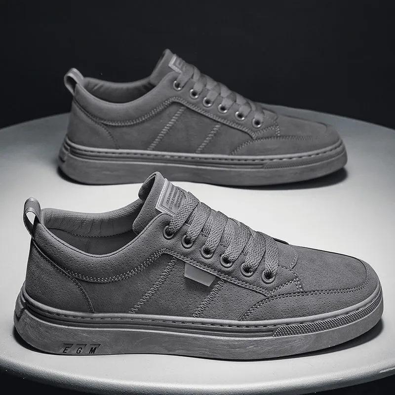 Fashion Brand Men Casual PU Leather Shoes Trend Men's Board Shoes Wild Mens Flats Shoe Waterproof Non-slip Skateboard Shoe Male Footwear