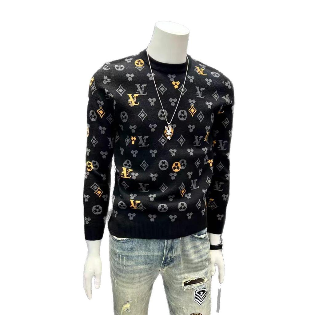 Men's European-Style Trendy Jacquard Sweater: Casual, Loose, Versatile Winter Base Layer