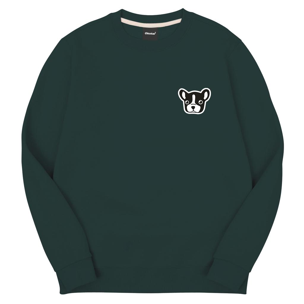 OKSTAR Bulldog Embroidered Patch Double-Sided Sweatshirt (Type B)