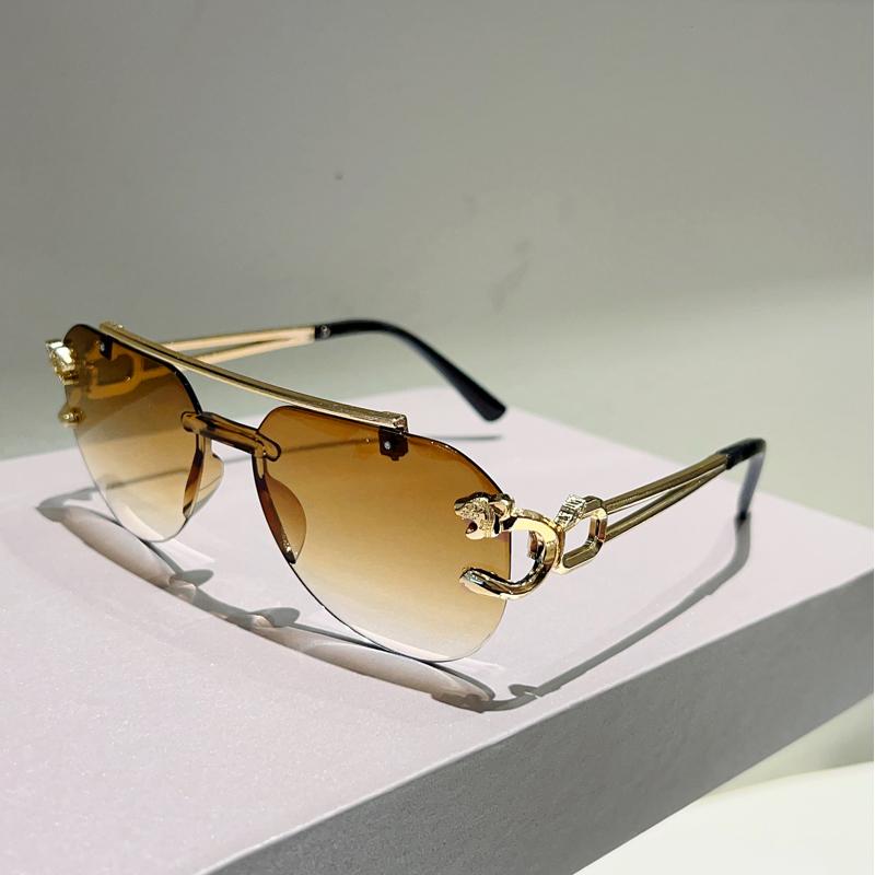 Rimless Pilot Sunglasses Men Fashion Vintage Gradient Casual Shades Women Trendy Brand Design Outdoor Decor Sun Glasses