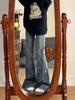 Petite Women's Butterfly Embroidered Micro-Flare Jeans for Spring/Autumn, Plus Size Available