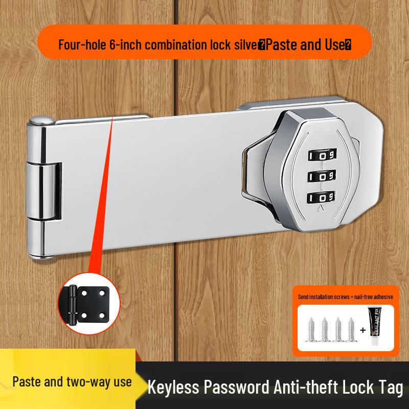 No-Drill Combination Lock for Cabinets, Drawers, and Refrigerators - Anti-Theft Double Door File Latch
