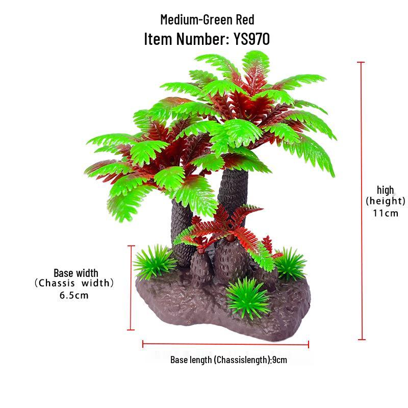 Aquarium Decor: Plastic Simulated Aquatic Plants & Coconut Tree Ornaments