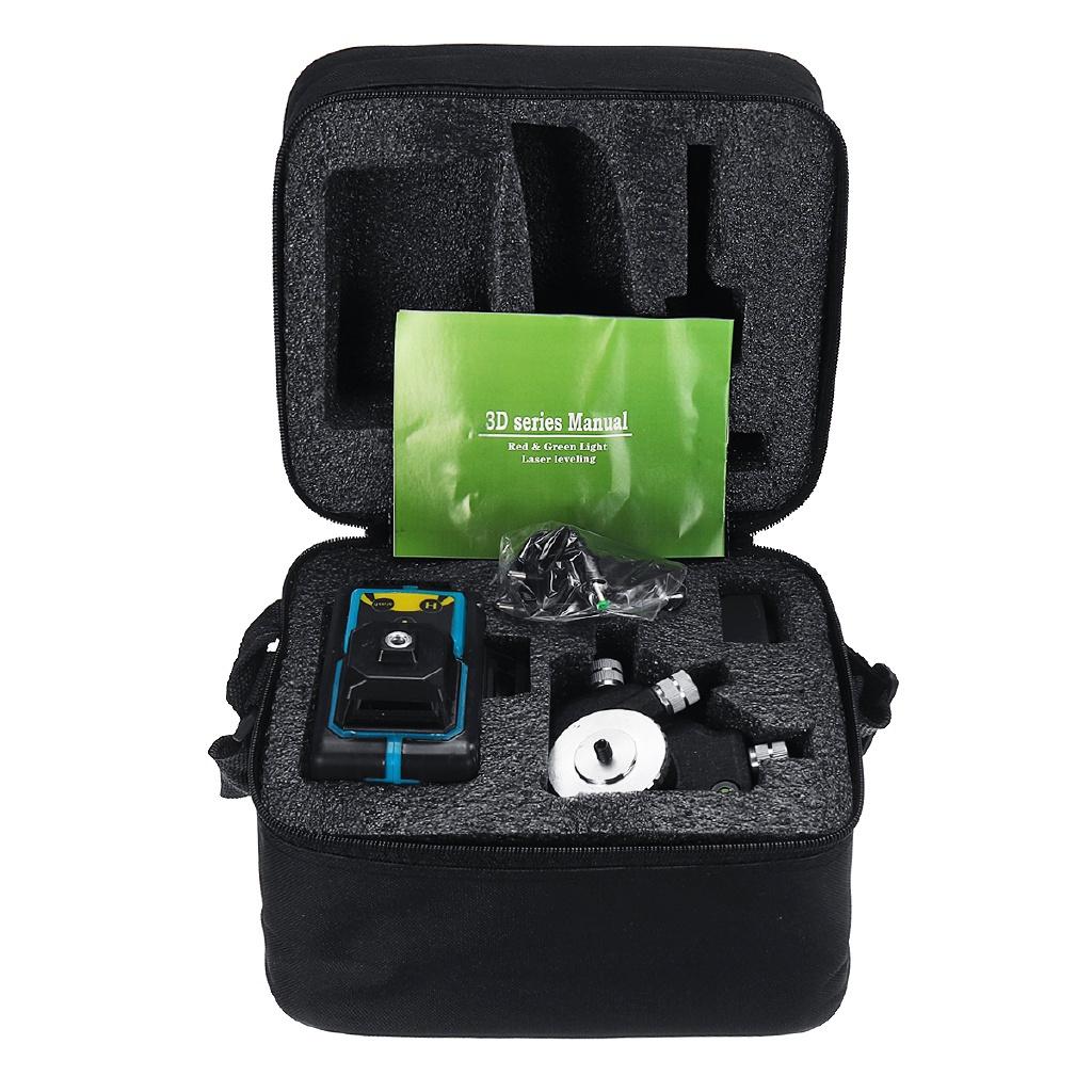 3D 12 Line Horizontal Vertical 360° Self Leveling Rotary Cross Measuring Laser Level Blue Light for Construction Tools New