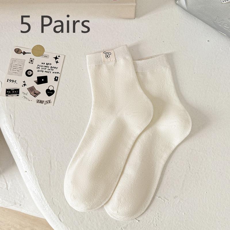 

5 пар женских тонких носков-труб с милым мультяшным принтом и логотипом на весну и лето 5 Pairs