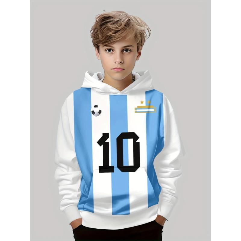 Autumn Winter 3D Football Printed Hoodies Fashionable Casual Warm Sports Long Sleeved Children's Boy Hooded Sweatshirts