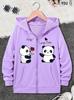 Kids Zip Up Hoodie Boys Girls Black Panda Print Fall Winter Sweatshirt Cute Cartoon Casual Long Sleeve Jacket Top Outfit Toddler