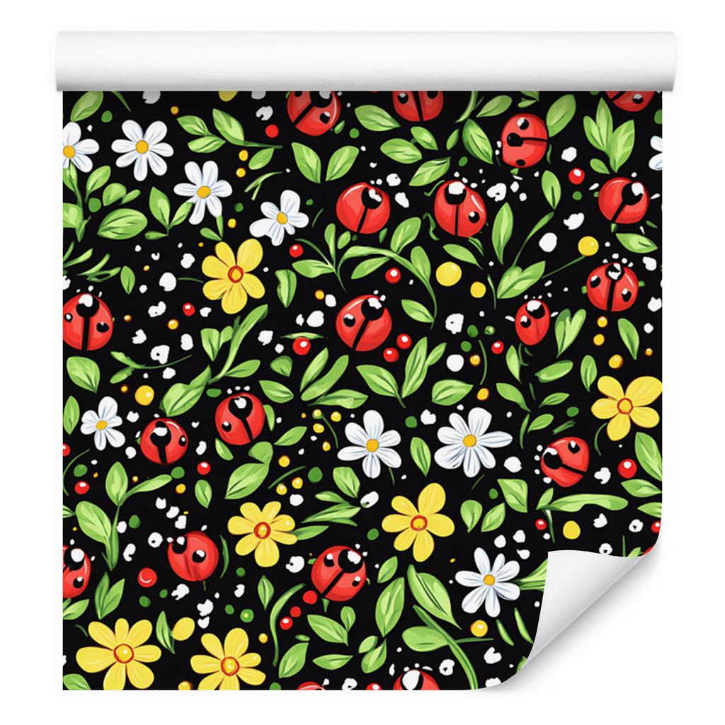 Ladybugs Wallpaper Olive and Yellow for Living Room and Bedroom 50x1000